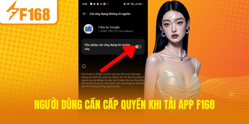 Người dùng cần cấp quyền khi tải app F168